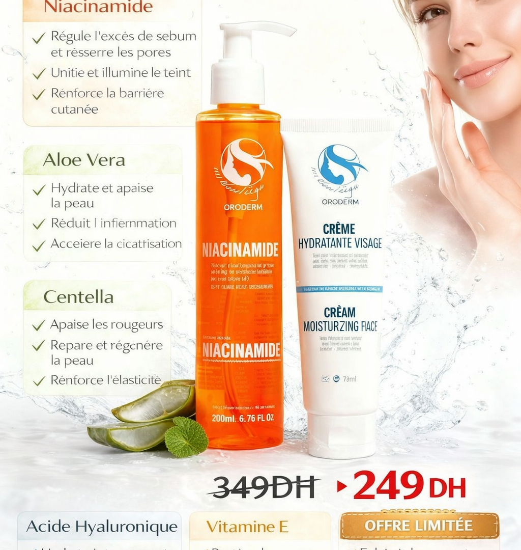 Pack Soin Visage ORODERM – Gel nettyant , Crème Hydratante