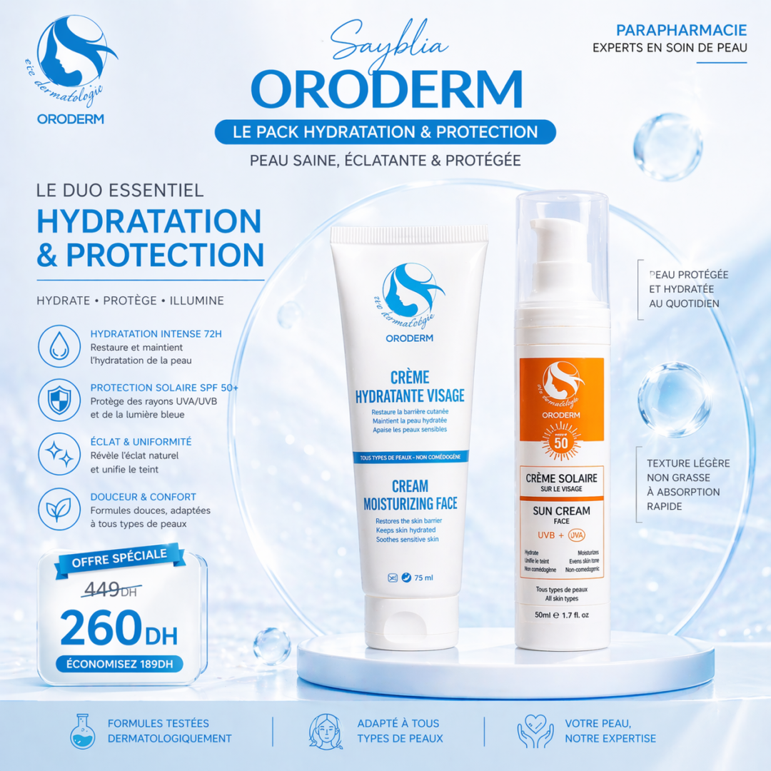 Pack Soin Visage ORODERM – Ecron solaire , Crème Hydratante