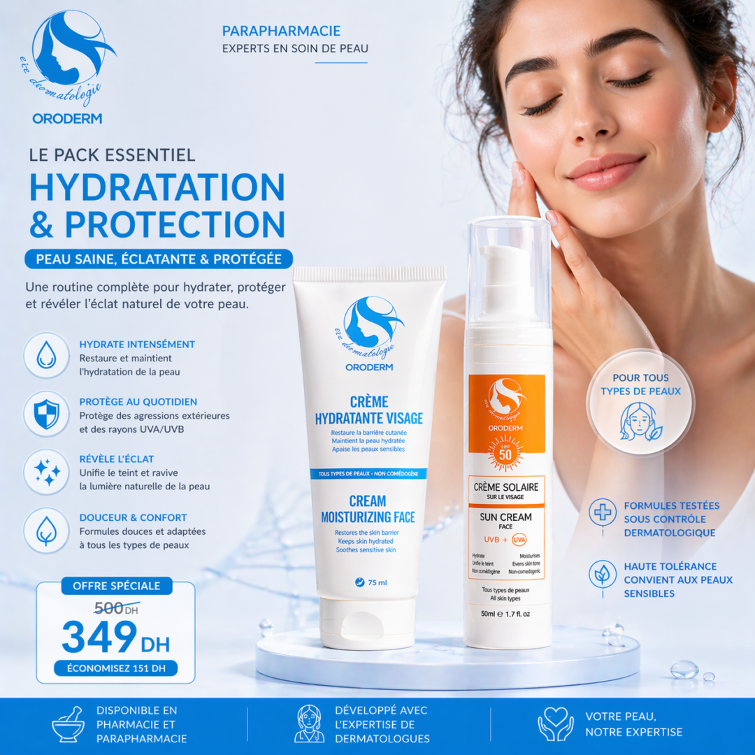 Pack Soin Visage ORODERM – Ecron solaire  , Crème Hydratante