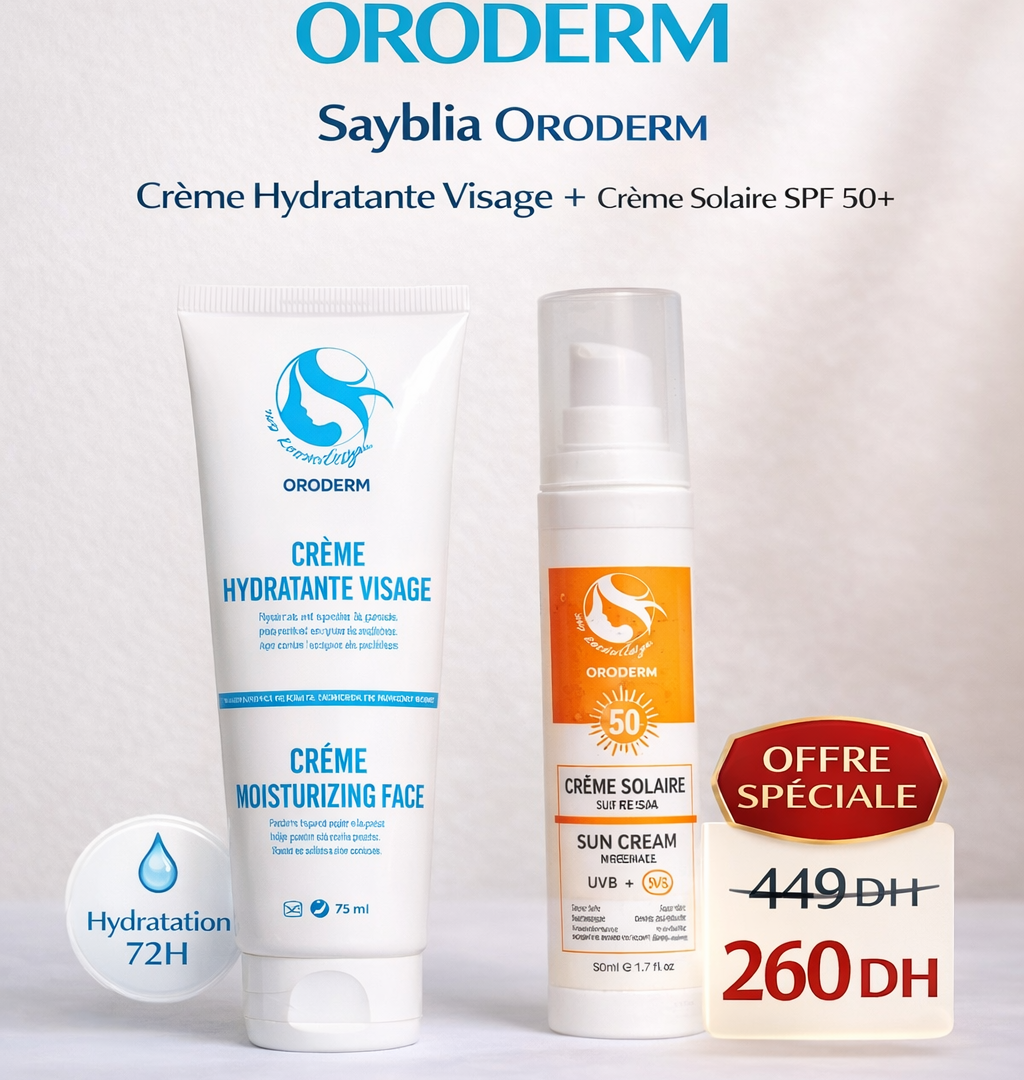 Pack Soin Visage ORODERM – Ecron solaire , Crème Hydratante